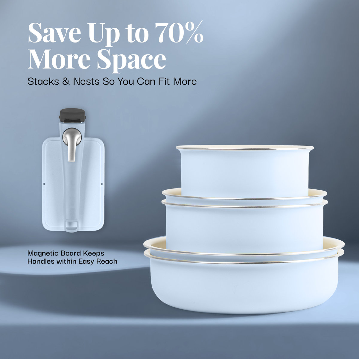 Gotham Steel 18 Piece Detachable Handle Ceramic Nonstick Cookware Set